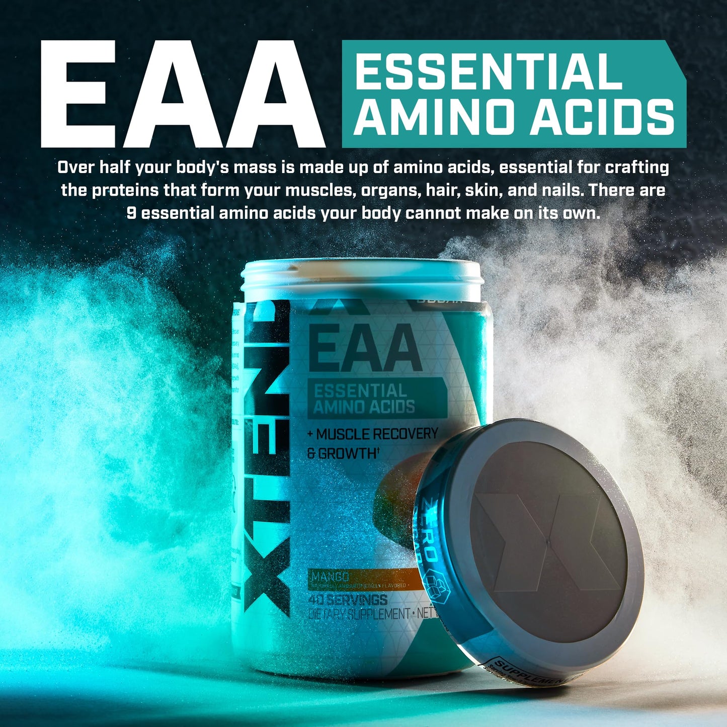 Xtend Scivation EAA + BCAA Powder | 9 Essential Amino Acids | 10g EAAs per 2 Servings | Lemon Lime | 40 Servings