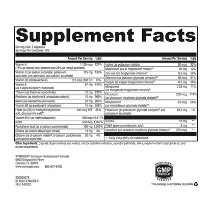 XYMOGEN ActivNutrients Without Iron – Multivitamin & Mineral Support (240 Capsules)