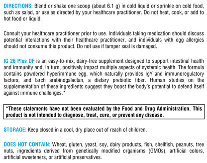 XYMOGEN IG 26 Plus DF - Dairy Free Immunoglobulin Powder + IgY Max (Vanilla)