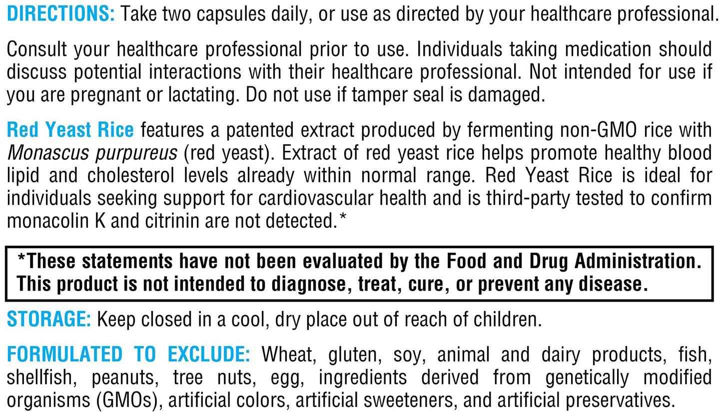 XYMOGEN Red Yeast Rice - Non-GMO, Citrinin-Free Cardiovascular Support (60 Capsules)
