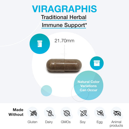XYMOGEN Viragraphis - Powerful Short-Term Immune Health Support with Andrographis, Licorice Root + Indigowoad - Fast-Acting Cytokine Balance + Immune Support Supplement (60 Capsules)
