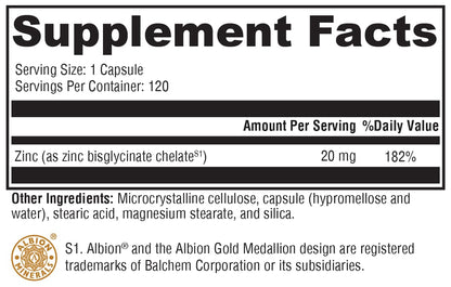 XYMOGEN Chelated Zinc Glycinate 20mg | Immune & Reproductive Support
