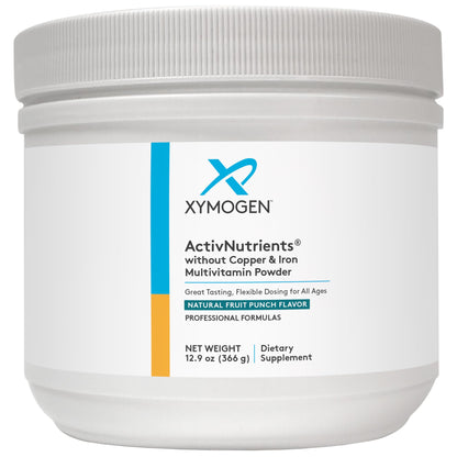 XYMOGEN ActivNutrients Copper & Iron Free Multivitamin Powder – Fruit Punch (12.9 oz)