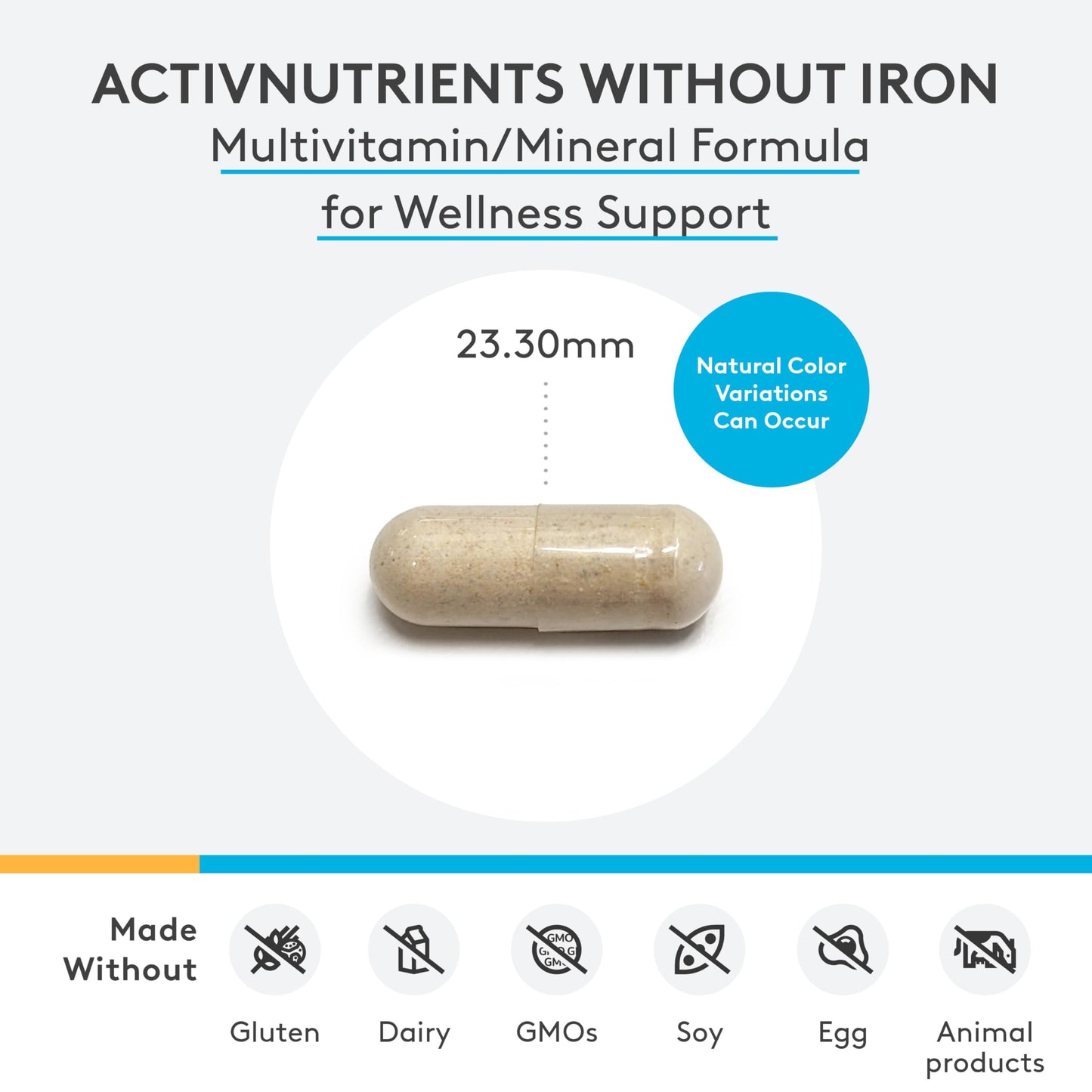 XYMOGEN ActivNutrients Without Iron — Multivitamin & Mineral Blend for Wellness, Immune, Energy & Mood (120 Capsules)