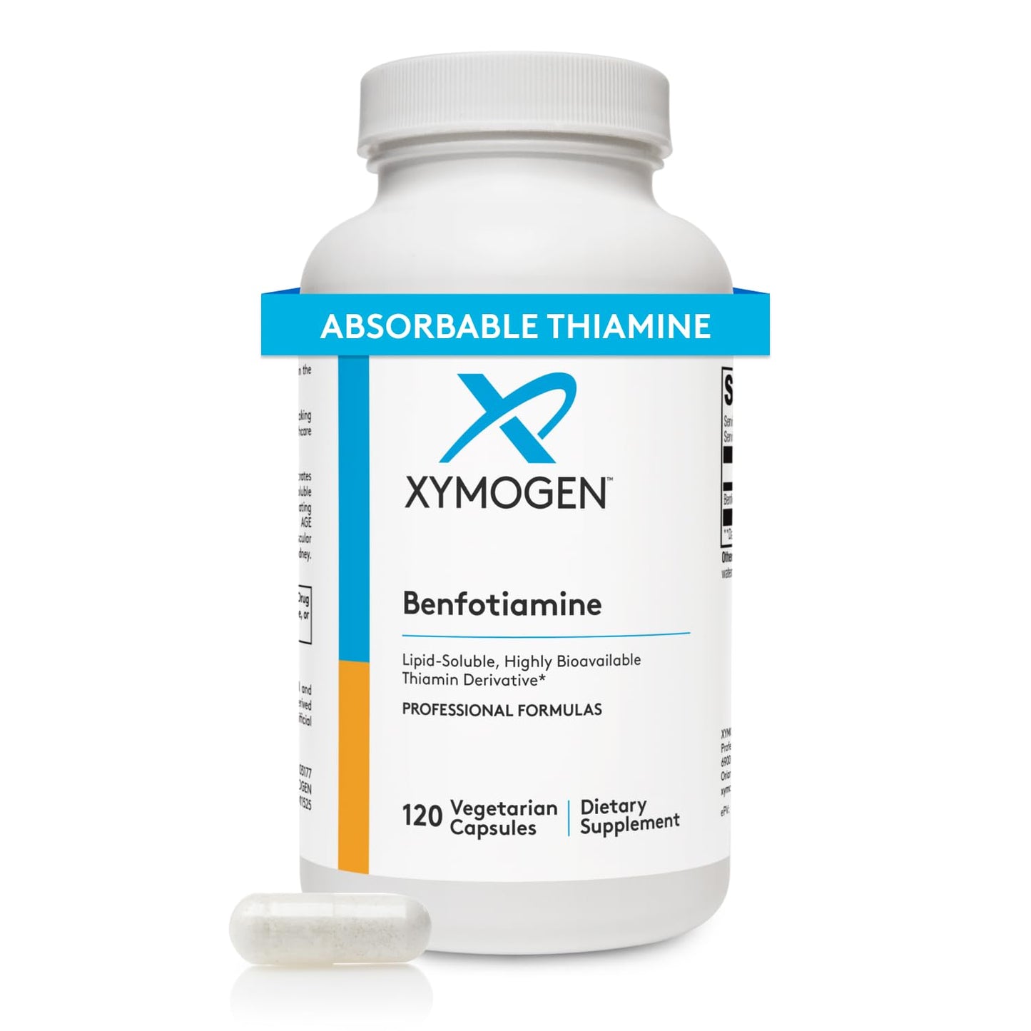 XYMOGEN Benfotiamine 300mg - Highly Bioavailable Thiamine B1 Supplement for Metabolic, Nerve & Vascular Health (120 Capsules)