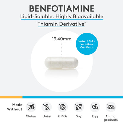 XYMOGEN Benfotiamine 300mg - Highly Bioavailable Thiamine B1 Supplement for Metabolic, Nerve & Vascular Health (120 Capsules)