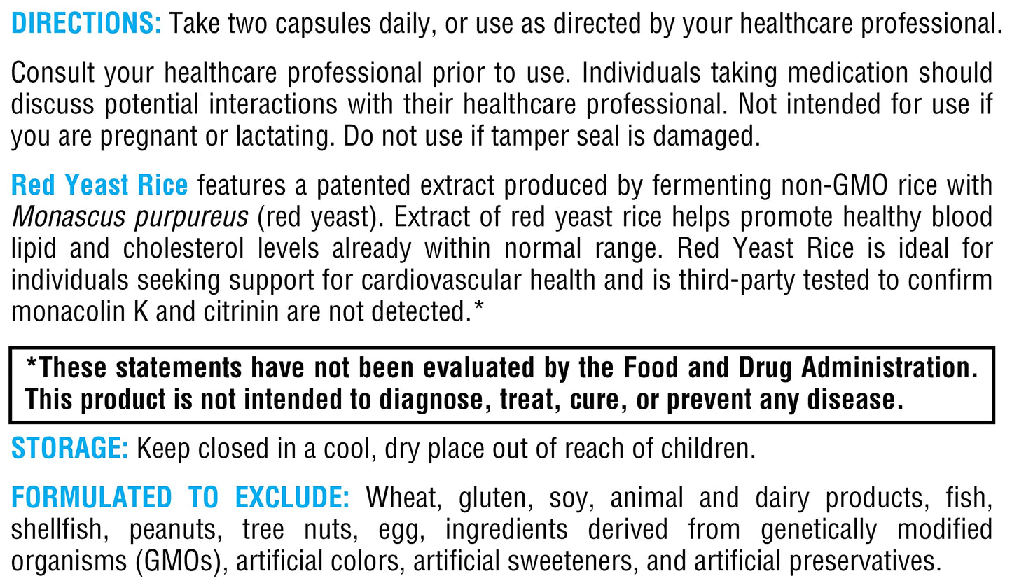 XYMOGEN Red Yeast Rice - Non-GMO Red Yeast Rice Supplement to Help Maintain Already Healthy Blood Lipid + Cholesterol Levels - Cardiovascular Support - Tested Citrinin-Free (30 Capsules)