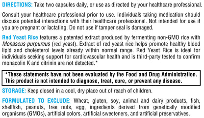 XYMOGEN Red Yeast Rice - Non-GMO Red Yeast Rice Supplement to Help Maintain Already Healthy Blood Lipid + Cholesterol Levels - Cardiovascular Support - Tested Citrinin-Free (30 Capsules)