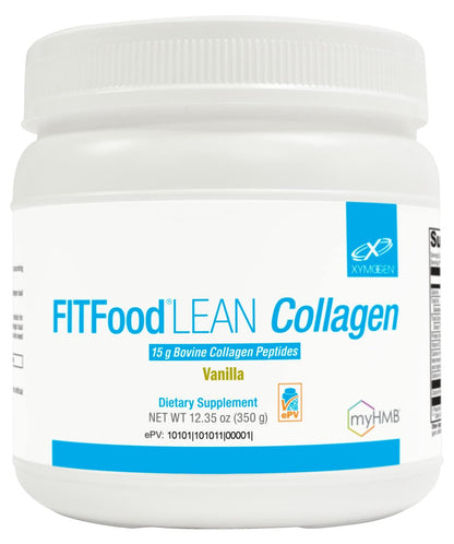 XYMOGEN FIT Food Collagen – Bovine Collagen Peptides with HMB + Vitamin D3, Vanilla, 15g Protein, 12.35 oz