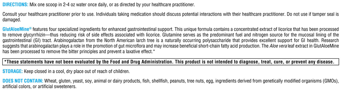 XYMOGEN GlutAloeMine Powder – 3000 mg L-Glutamine for GI Health with Aloe Vera, DGL Licorice & Arabinogalactan | 12.28 oz