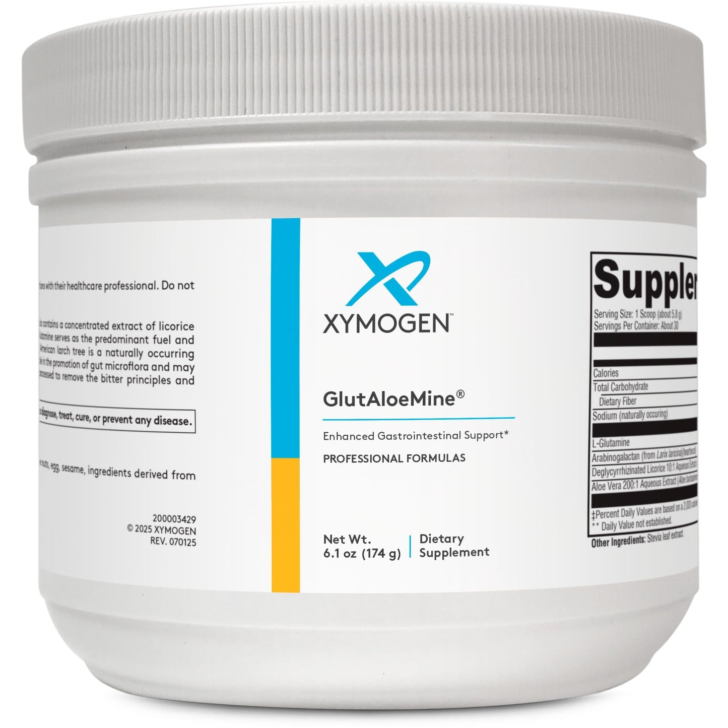 XYMOGEN GlutAloeMine Powder – 3000 mg L-Glutamine + Aloe, DGL Licorice & Arabinogalactan for GI Health (6.1 oz)