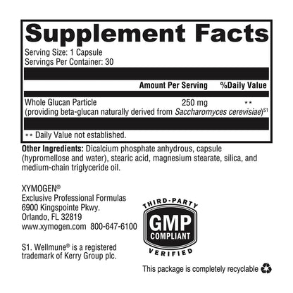 XYMOGEN ImmunotiX 250 - Supports Healthy Immune Function | 30 Capsules | 1,3/1,6 Beta-Glucan