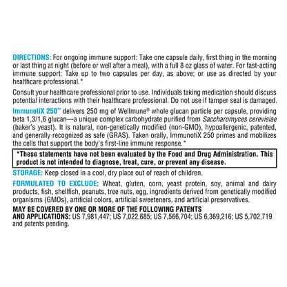 XYMOGEN ImmunotiX 250 - Supports Healthy Immune Function | 30 Capsules | 1,3/1,6 Beta-Glucan