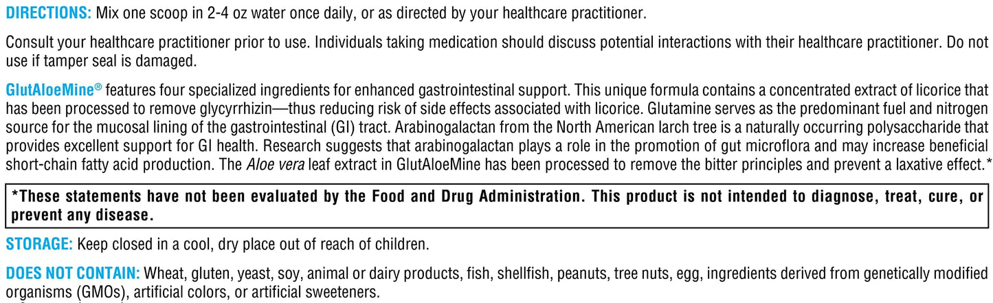 XYMOGEN GlutAloeMine Powder – 3000 mg L-Glutamine + Aloe, DGL Licorice & Arabinogalactan for GI Health (6.1 oz)