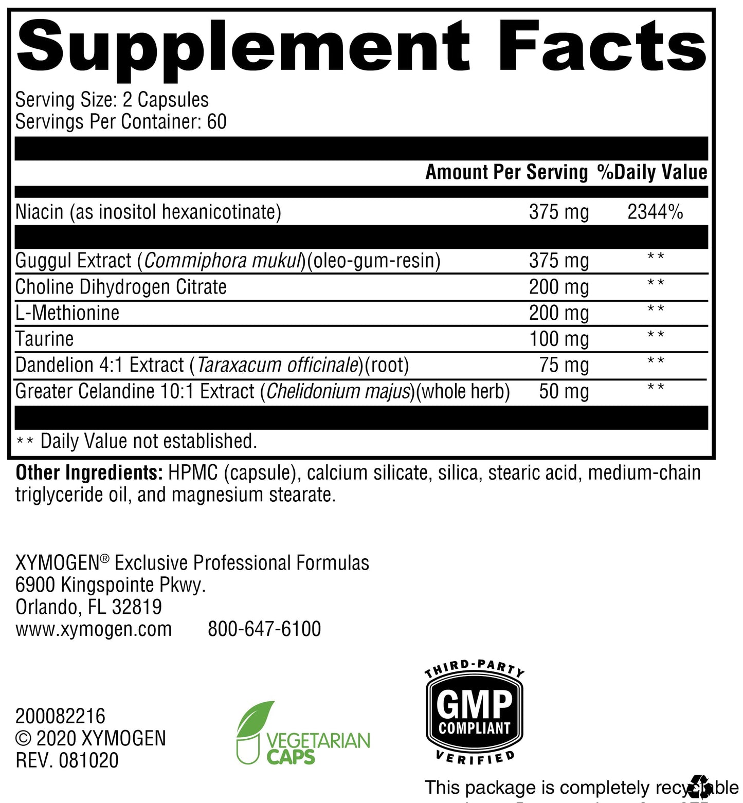 XYMOGEN LipotropiX – Lipid Metabolism & Liver Support | Dandelion & Celandine for Bile Flow | Guggul Extract + Inositol Hexanicotinate | 120 Capsules