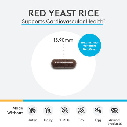 XYMOGEN Red Yeast Rice - Non-GMO Red Yeast Rice Supplement to Help Maintain Already Healthy Blood Lipid + Cholesterol Levels - Cardiovascular Support - Tested Citrinin-Free (30 Capsules)