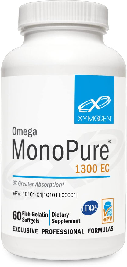 XYMOGEN Omega MonoPure 1300 EC — 3X Absorption DHA/EPA Omega-3 (60 Softgels)
