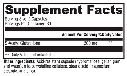 XYMOGEN S Acetyl Glutathione - Superior Absorption Glutathione Supplement with Stomach Acid-Resistant Capsules (60 Capsules) | Immune Support & Healthy Aging