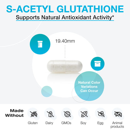 XYMOGEN S Acetyl Glutathione - Superior Absorption Glutathione Supplement with Stomach Acid-Resistant Capsules (60 Capsules) | Immune Support & Healthy Aging