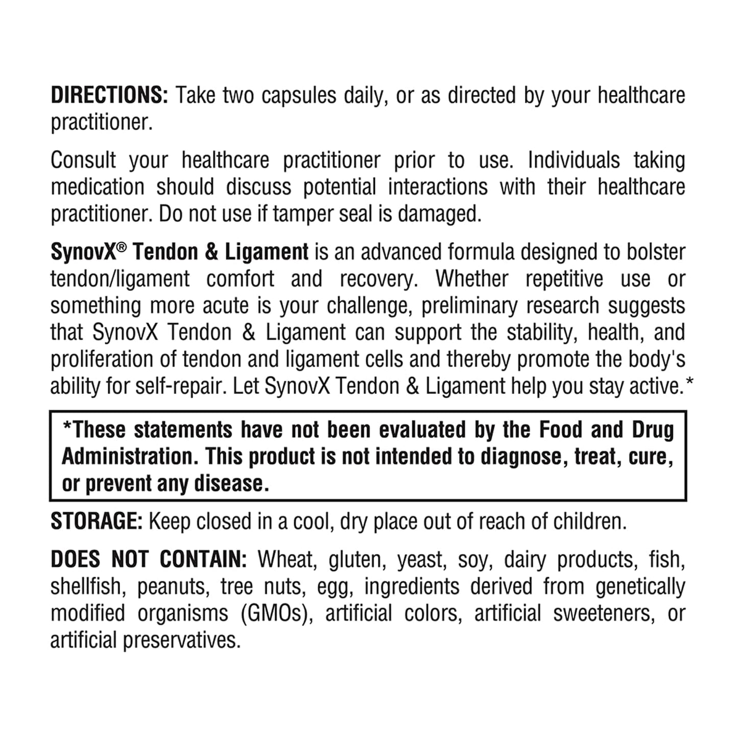 XYMOGEN SynovX Tendon & Ligament - Supports Tendon & Ligament Comfort & Self-Repair (60 Capsules)