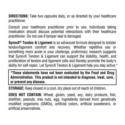 XYMOGEN SynovX Tendon & Ligament - Supports Tendon & Ligament Comfort & Self-Repair (60 Capsules)