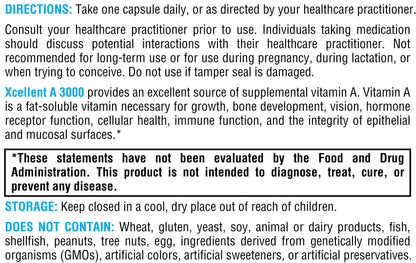 XYMOGEN Xcellent A 3000 - 10,000 IU Vitamin A (Retinyl Palmitate) - 60 Capsules