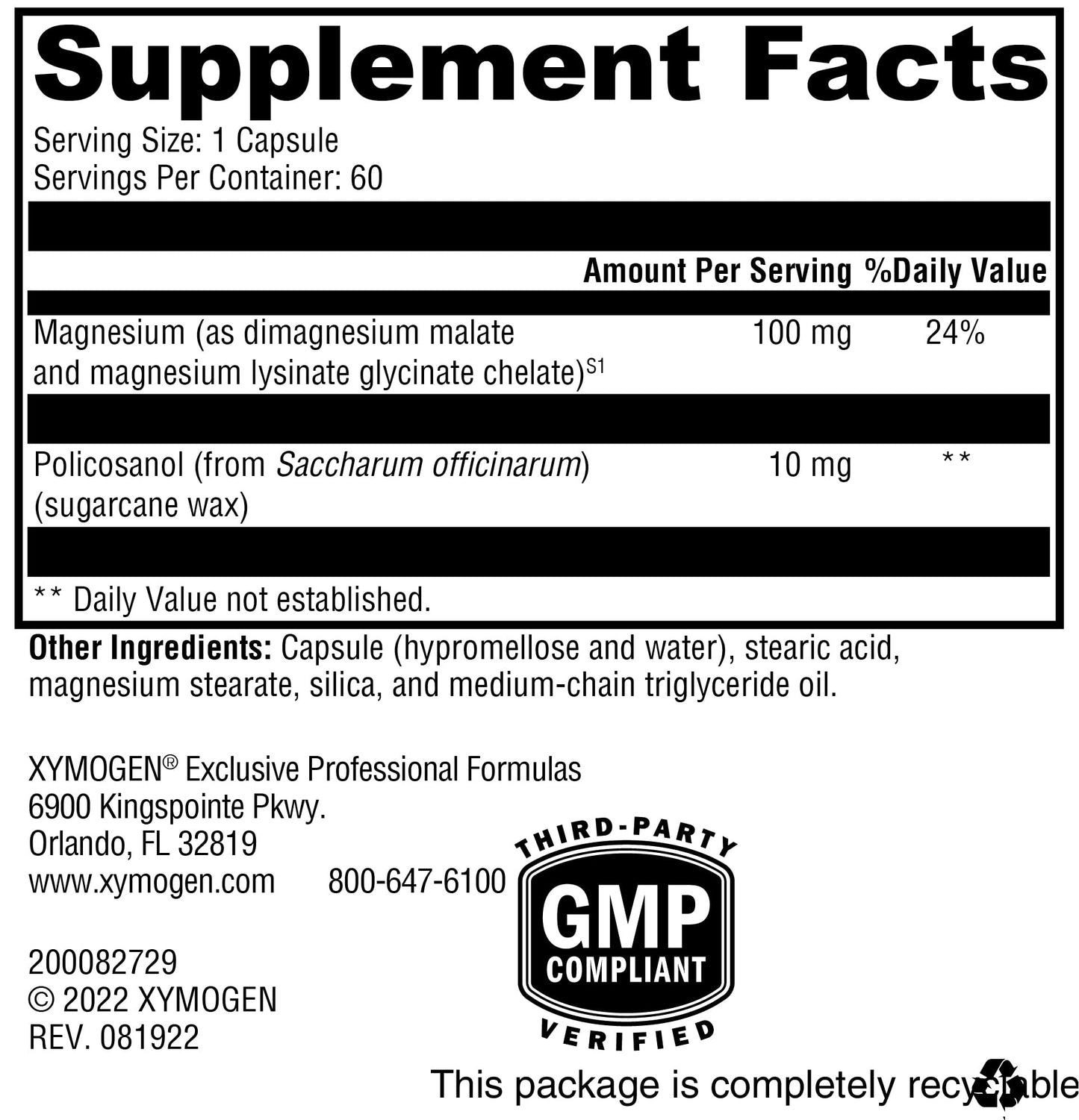 XYMOGEN CholeRex Policosanol 10mg – Maintain Lipids & Blood Flow (60 Caps)