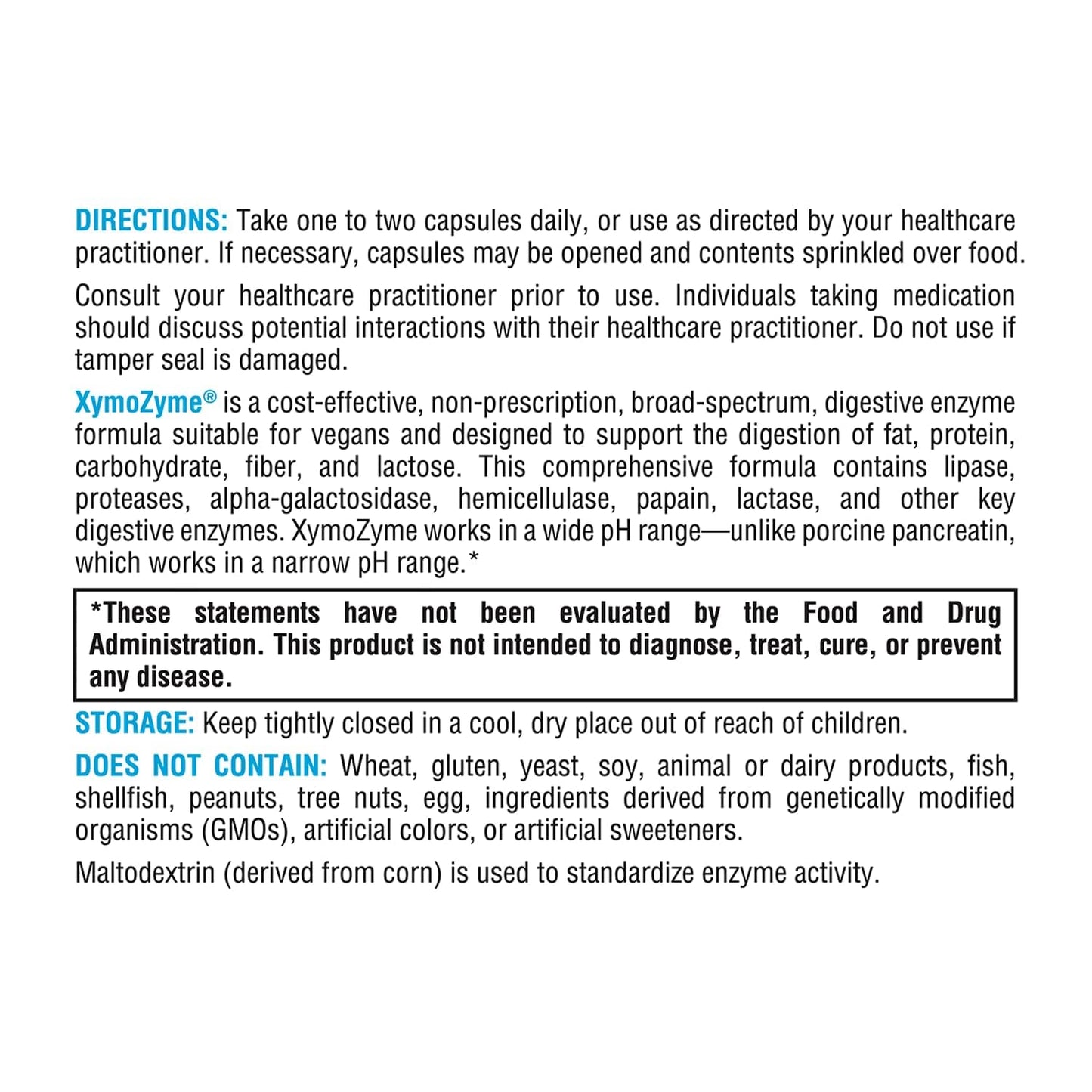 XYMOGEN XymoZyme Digestive Enzymes for Women and Men - Vegan, Acid-Resistant, Gut Health (60 Capsules)