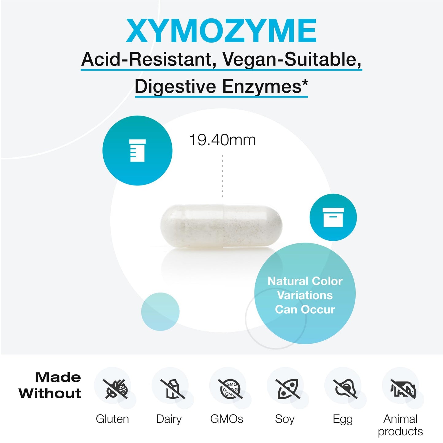 XYMOGEN XymoZyme Digestive Enzymes for Women and Men - Vegan, Acid-Resistant, Gut Health (60 Capsules)