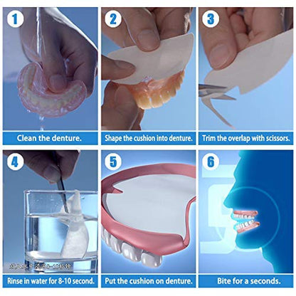 Y-Kelin Denture Adhesive Cushions Uppers & Lowers - Non-Chemical, Adhesive-Free Denture Pads (60 Strips)