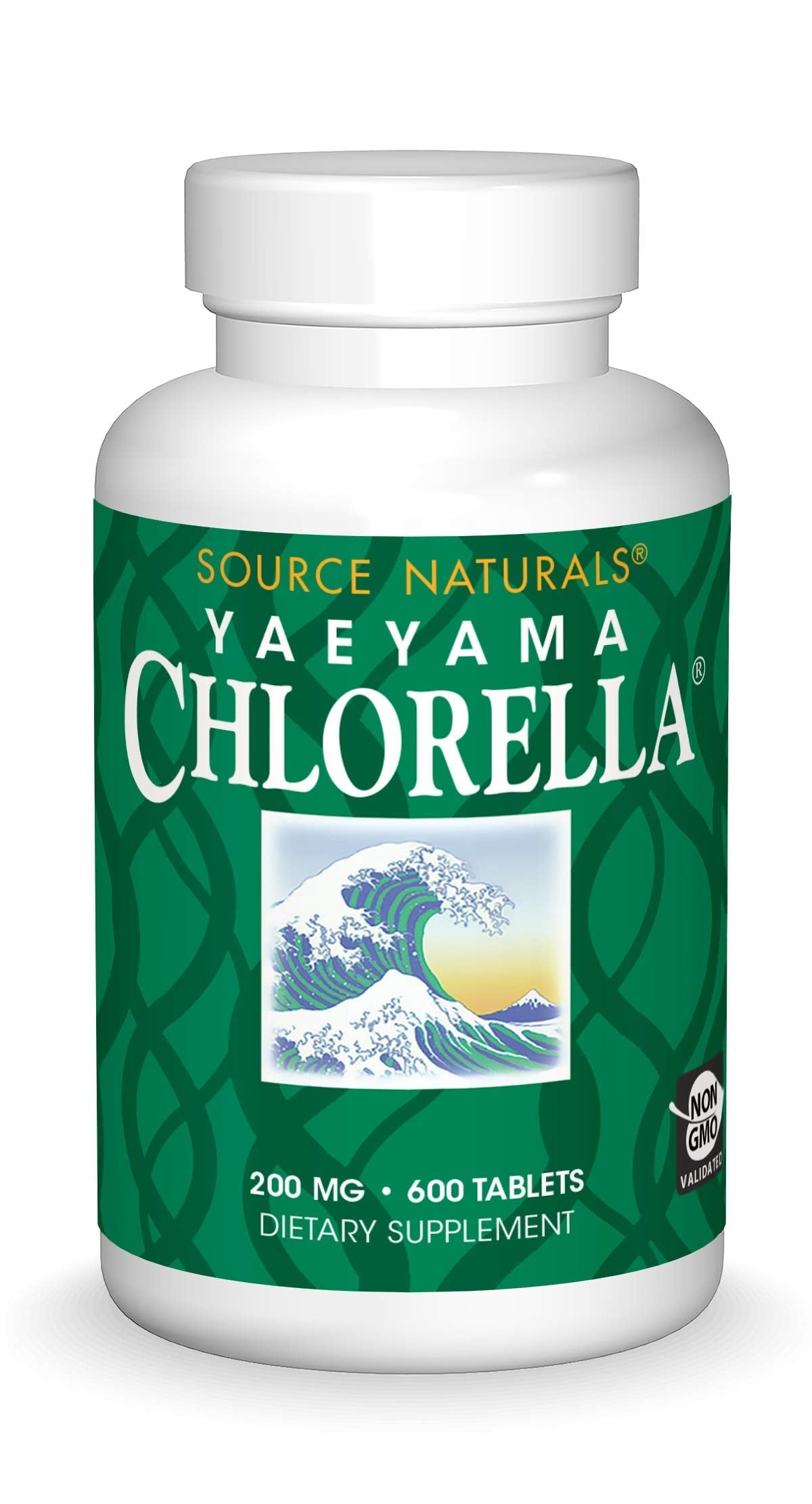Source Naturals Yaeyama Chlorella Green Superfood with Plant-Based B12* - 200 mg, 600 Tablets
