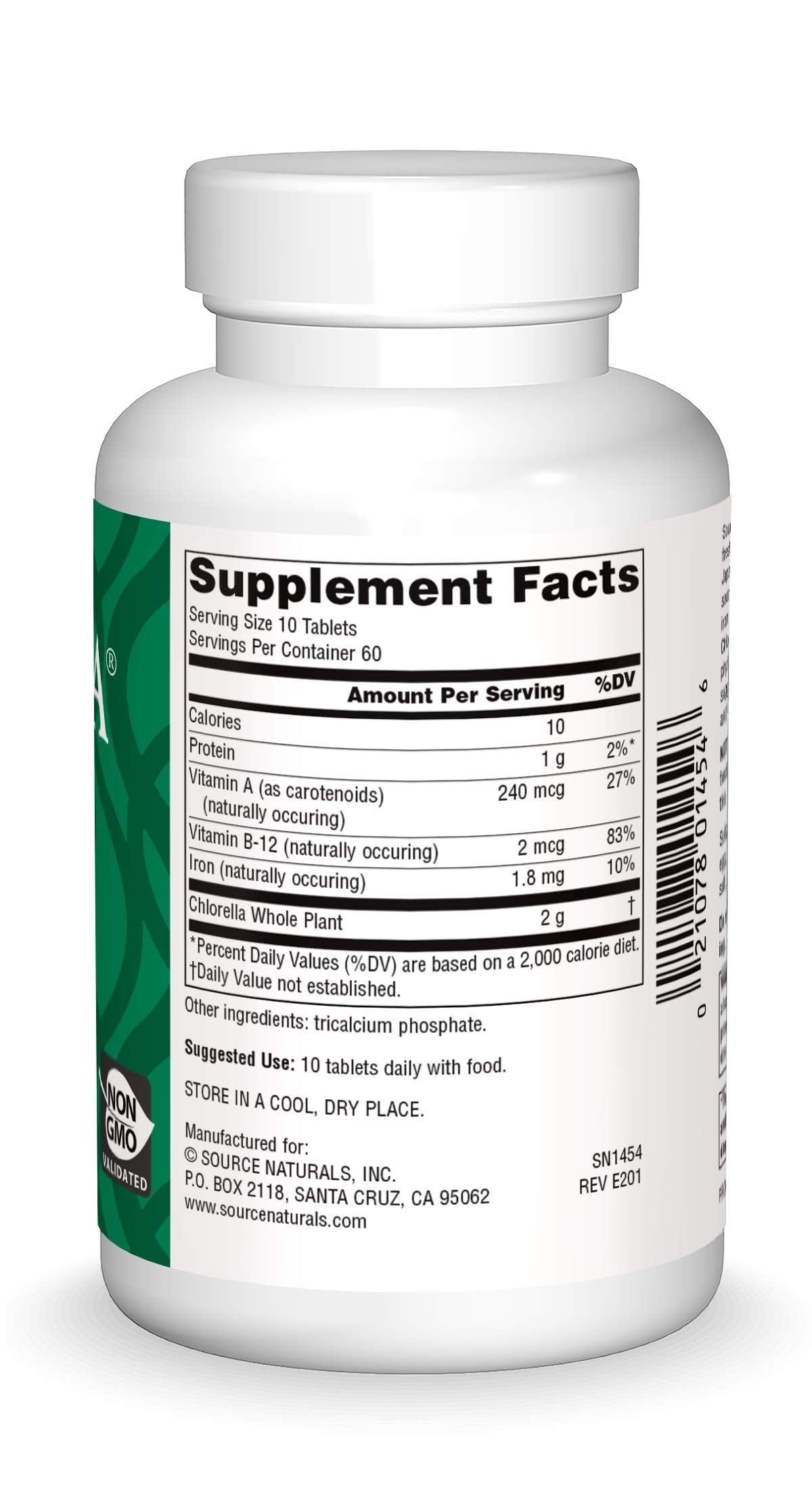 Source Naturals Yaeyama Chlorella Green Superfood with Plant-Based B12* - 200 mg, 600 Tablets