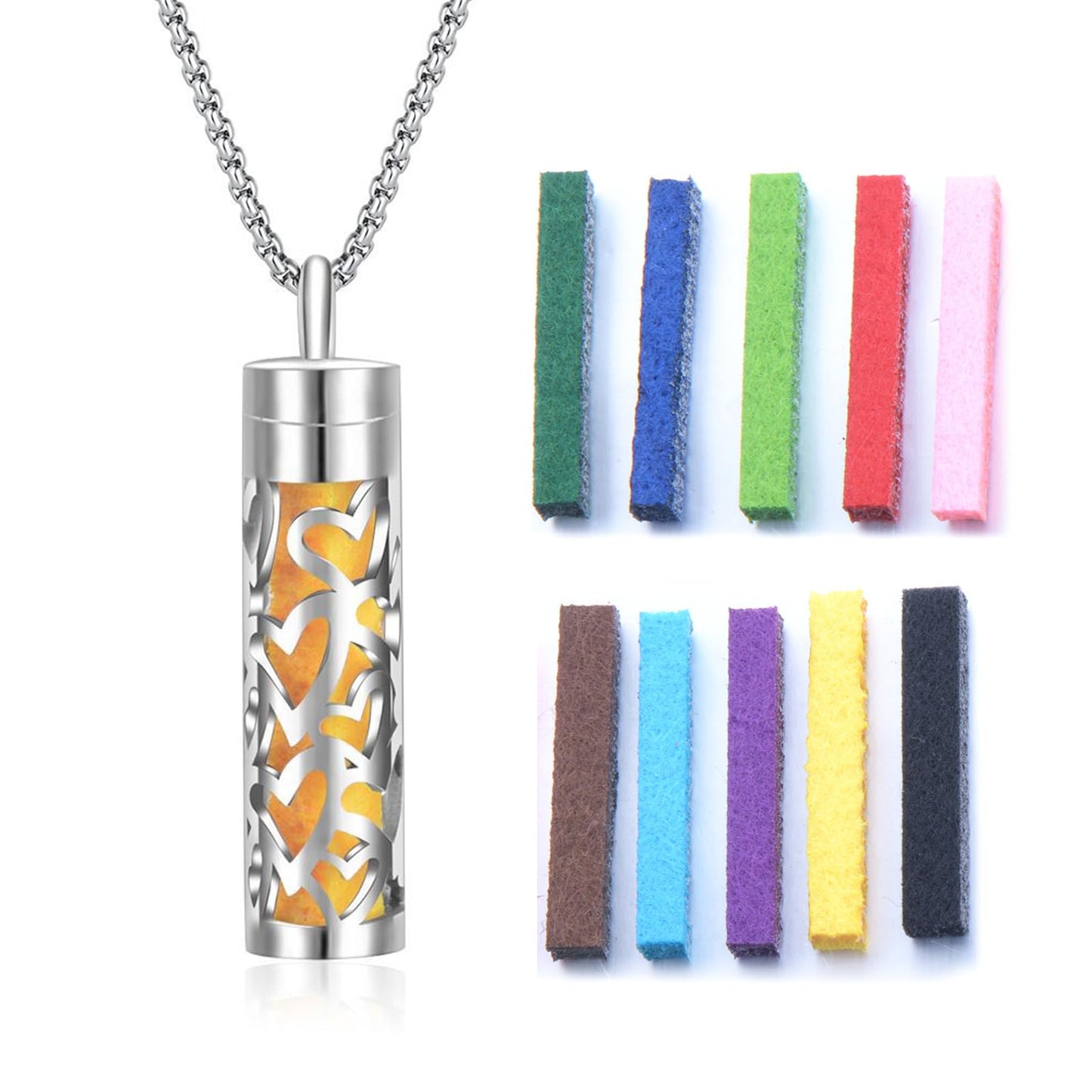 YAFIYGI Essential Oil Necklace – 316L Stainless Steel Diffuser Pendant with 10 Refill Pads