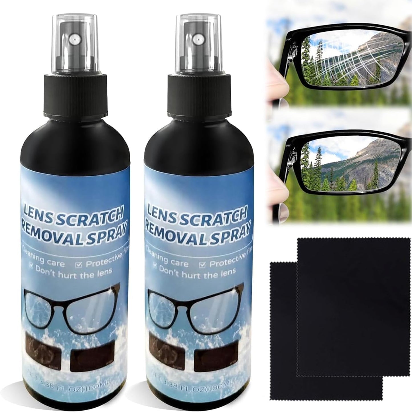 YAGUAN 2PCS Lens Scratch Remover for Eyeglasses 100ml | Eyeglass Cleaner & Travel Essential