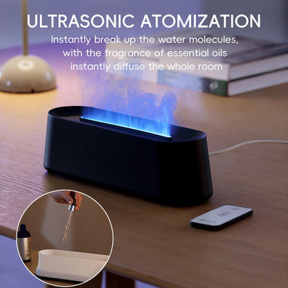 YALEDI Essential Oil Diffuser – Fireplace Flame 250ml, 7 Color Lights, Remote, Auto-Off | Black