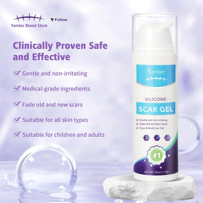 Yarster Silicone Scar Gel - Fade Scars & Stretch Marks, 1.7 oz