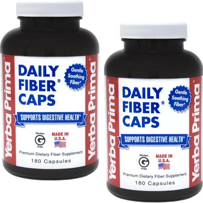 Yerba Prima Daily Fiber Formula - 180 Caps (Pack of 2) | Soluble & Insoluble Fiber