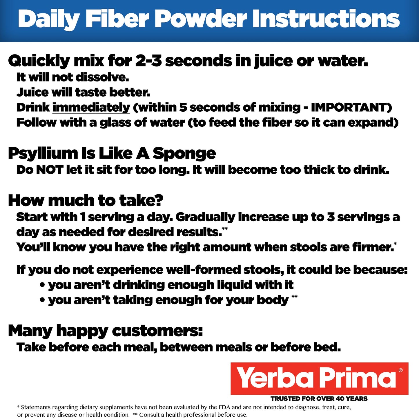Yerba Prima Daily Fiber Powder - 12 oz | Digestive Support, Vegan