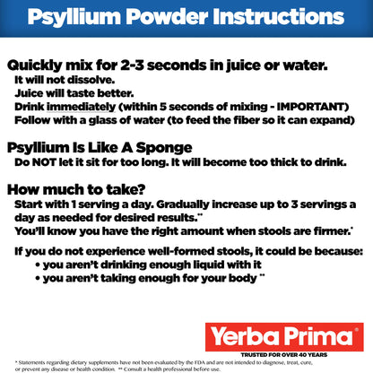 Yerba Prima Psyllium Husk Powder 12 oz (Pack of 2) – Natural Fiber Supplement