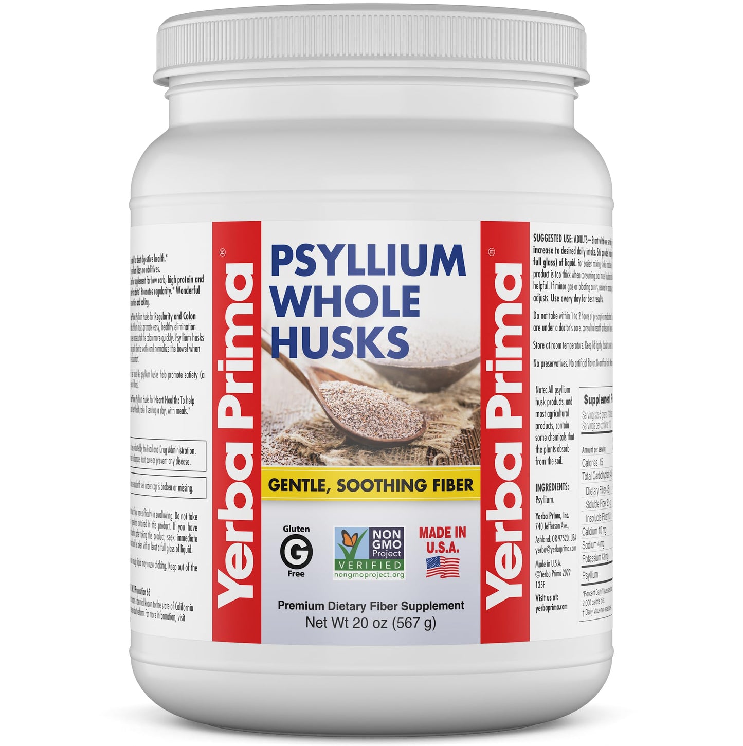 Yerba Prima Psyllium Whole Husks 20 oz – Colon Cleanse & Gut Health