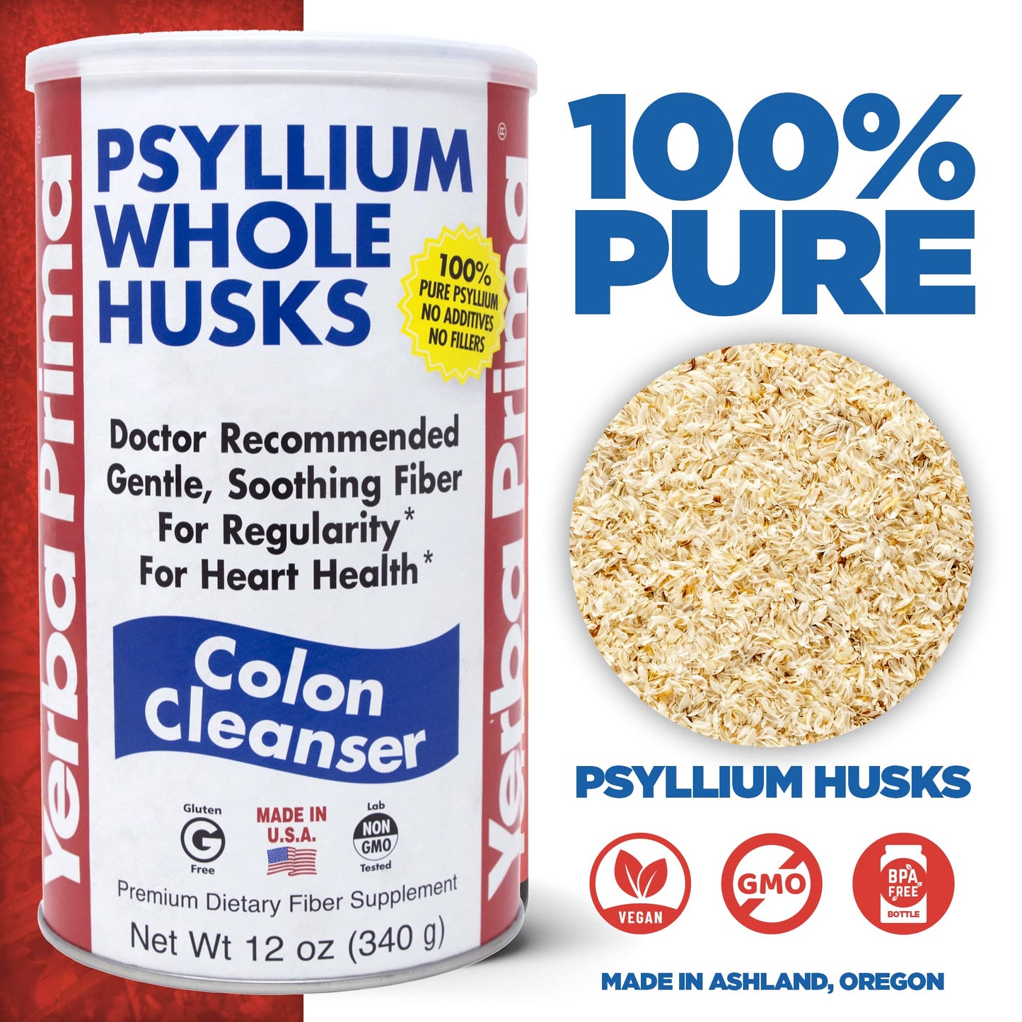 Yerba Prima Psyllium Whole Husks Colon Cleanser – 12 oz (Pack of 3)