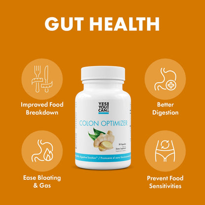 Yes You Can! Probiotics Colon Optimizer - Digestive Health, Ginger & Peppermint, 30 Capsules (2 Pack)