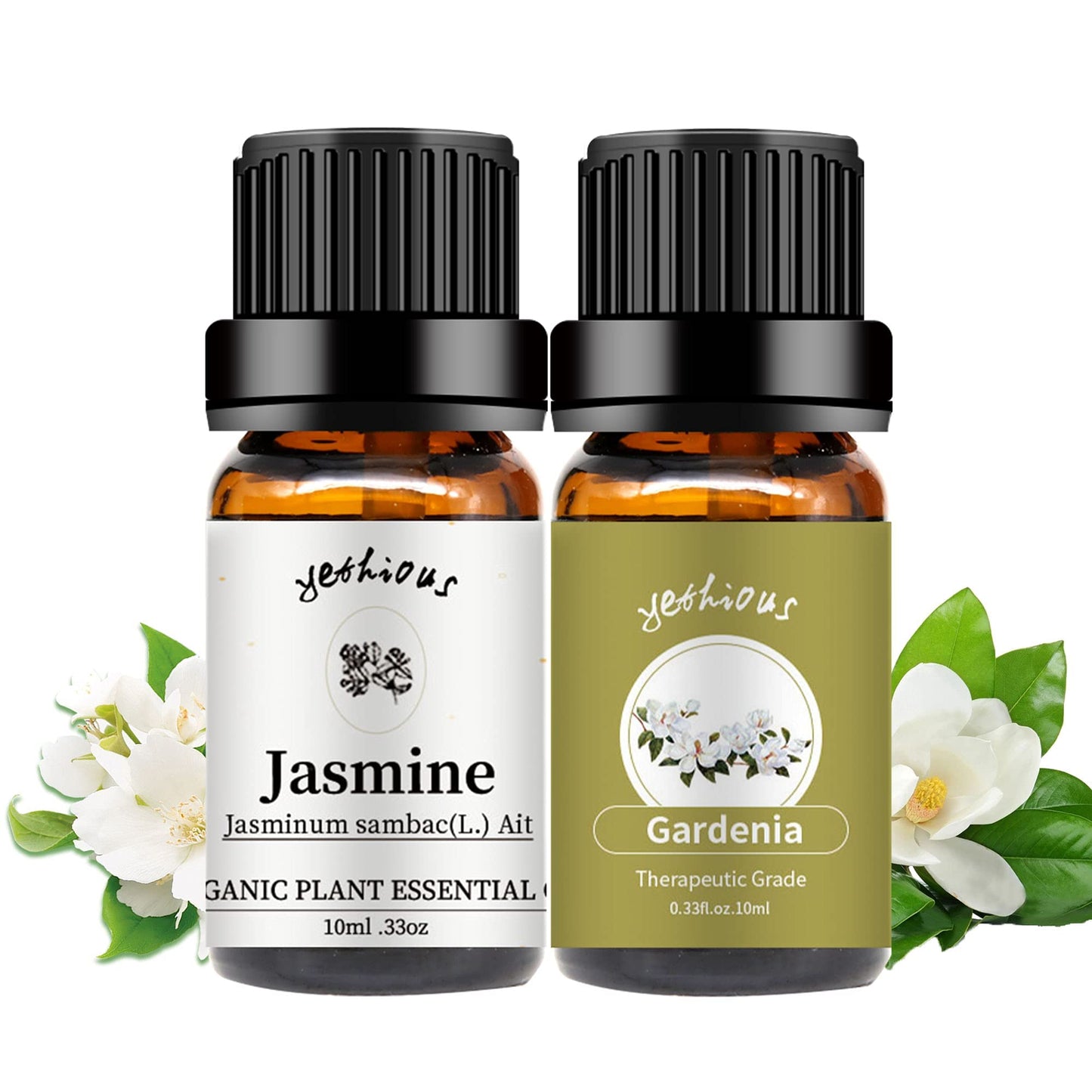 Yethious Jasmine & Gardenia Essential Oil Set – 2x10ml Pure Fragrance Oils