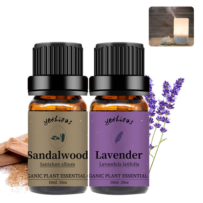 Yethious Sandalwood & Lavender Essential Oil Set – 2 x 10ml, 100% Pure, Undiluted, Organic Aromatherapy Oils