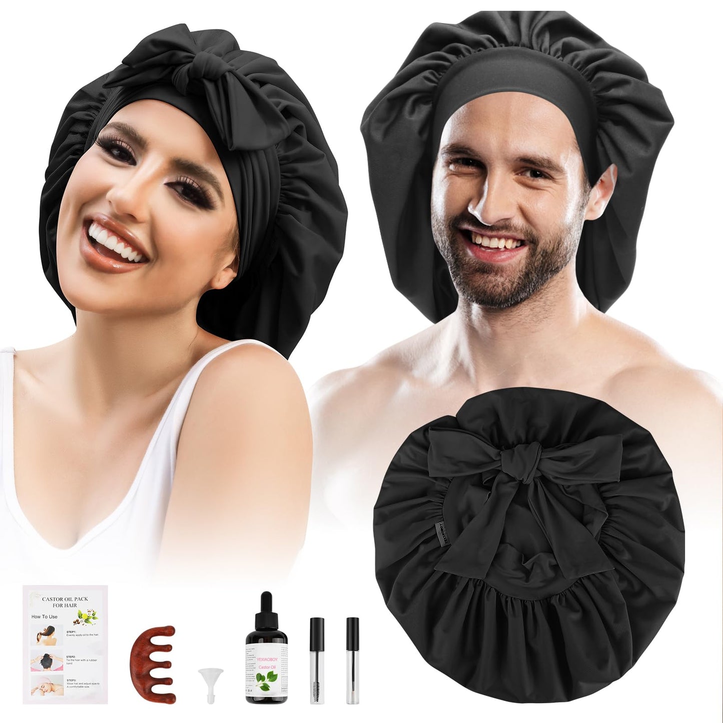 YEXIAOBOY Castor Oil Hair Wrap – Reusable Oil-Proof Hair Treatment Kit