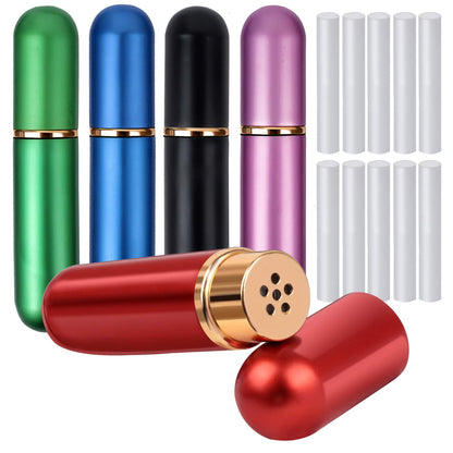 YGDZ Essential Oil Inhaler 5pcs – Refillable Nasal Inhaler Tubes (10 Wicks)