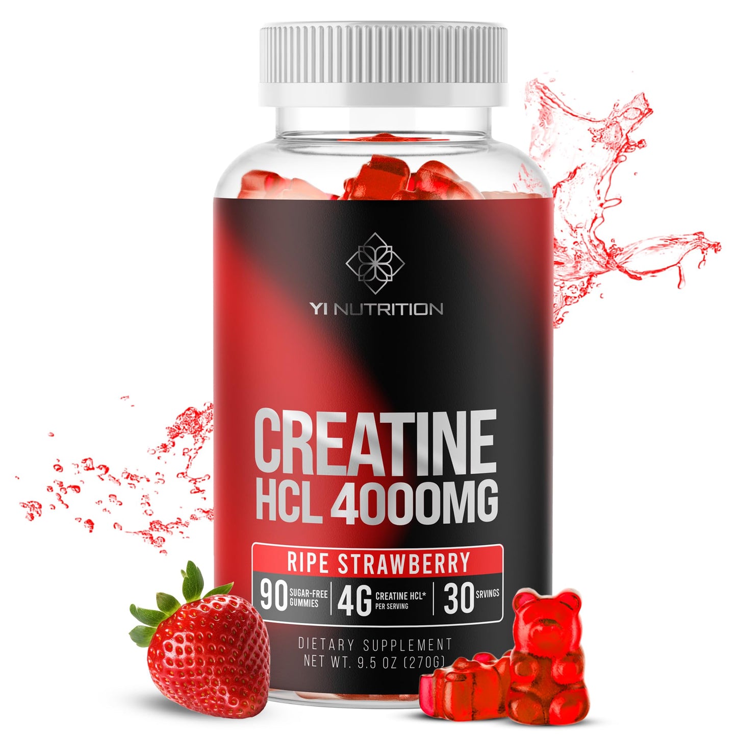 Yi Nutrition Creatine HCL Gummy – World's First 4000MG Creatine HCL Gummies, 90 Count