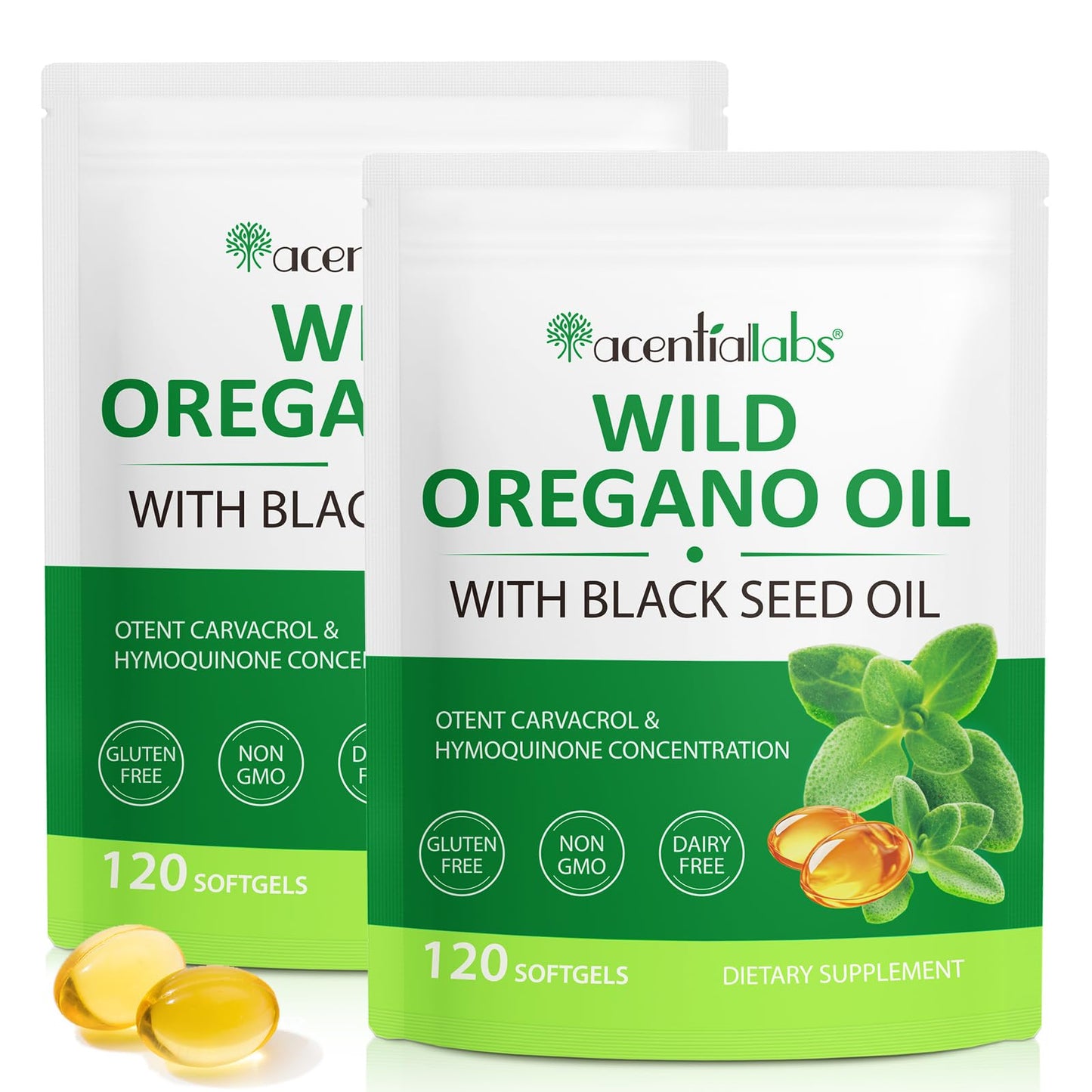 YIEEGCM Wild Oregano Oil Softgels with Black Seed Oil – 6,000mg/Serving, 120 Caps | Plant-Based, Non-GMO, High Carvacrol