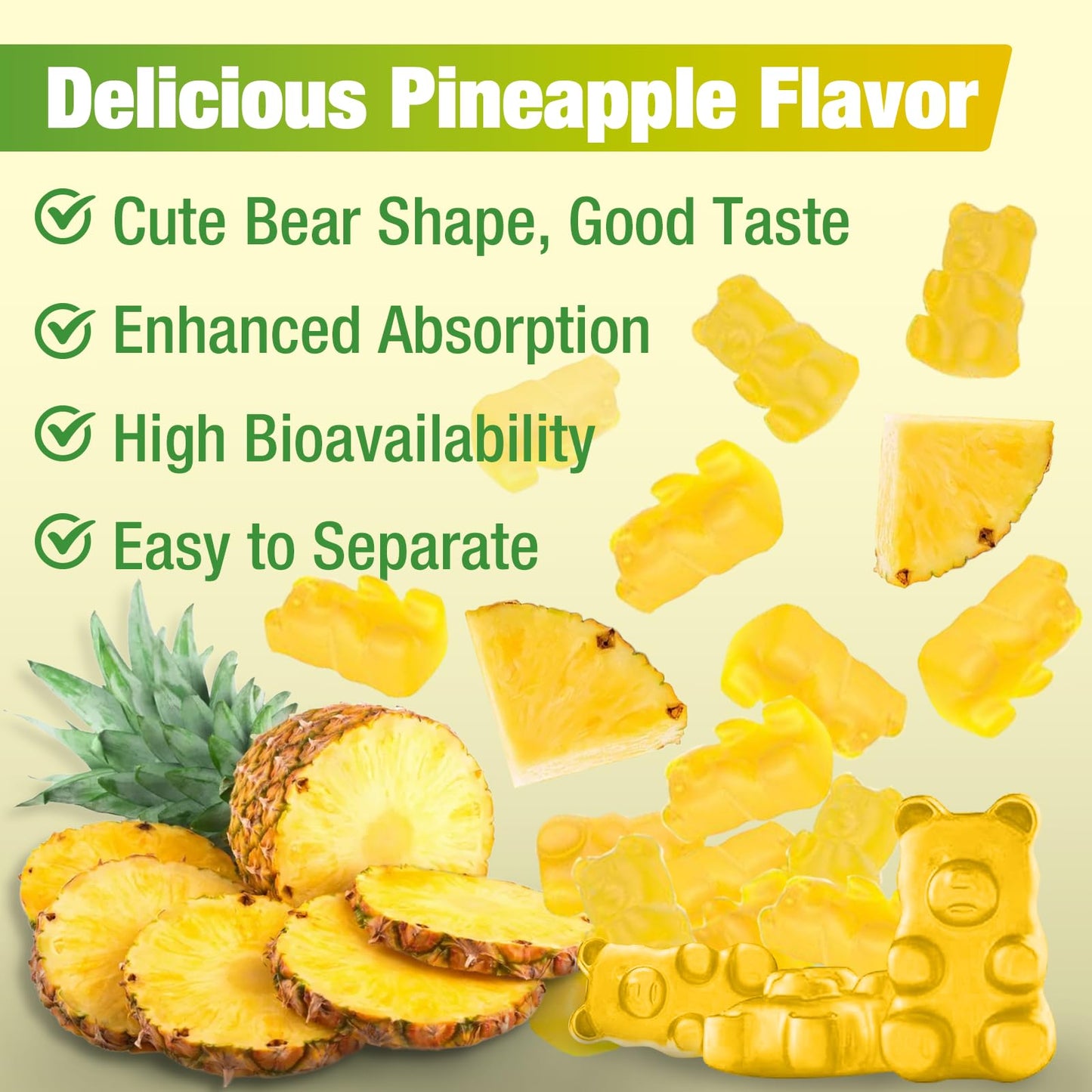 Yikecao 2 Pack Potassium Citrate Gummies 1500mg – Sugar-Free Pineapple, Muscle & Electrolyte Support, 120 Count