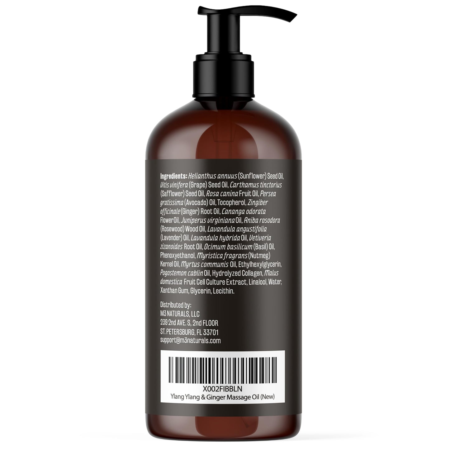 Ylang Ylang + Ginger Lymphatic Drainage Massage Oil – Collagen & Stem Cells | 8oz | M3 Naturals